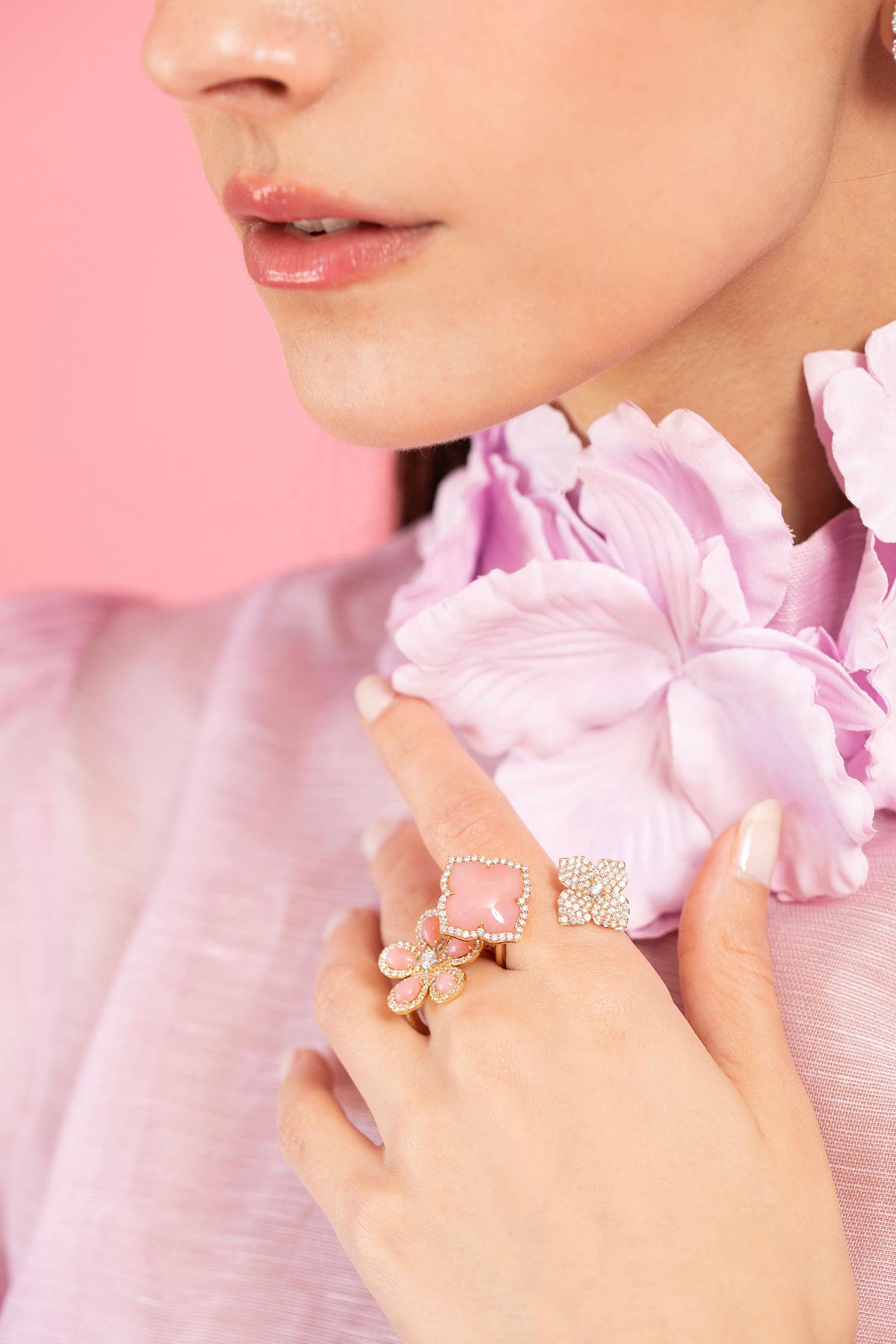 PIRANESI-Double Flower Ring-ROSE GOLD