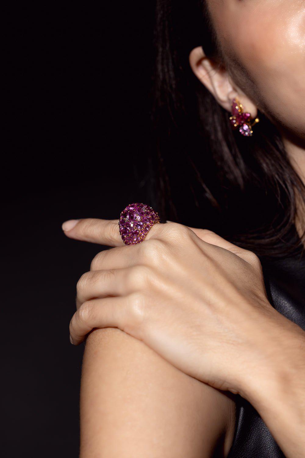 PIRANESI-Pink Sapphire Dome Ring-ROSE GOLD