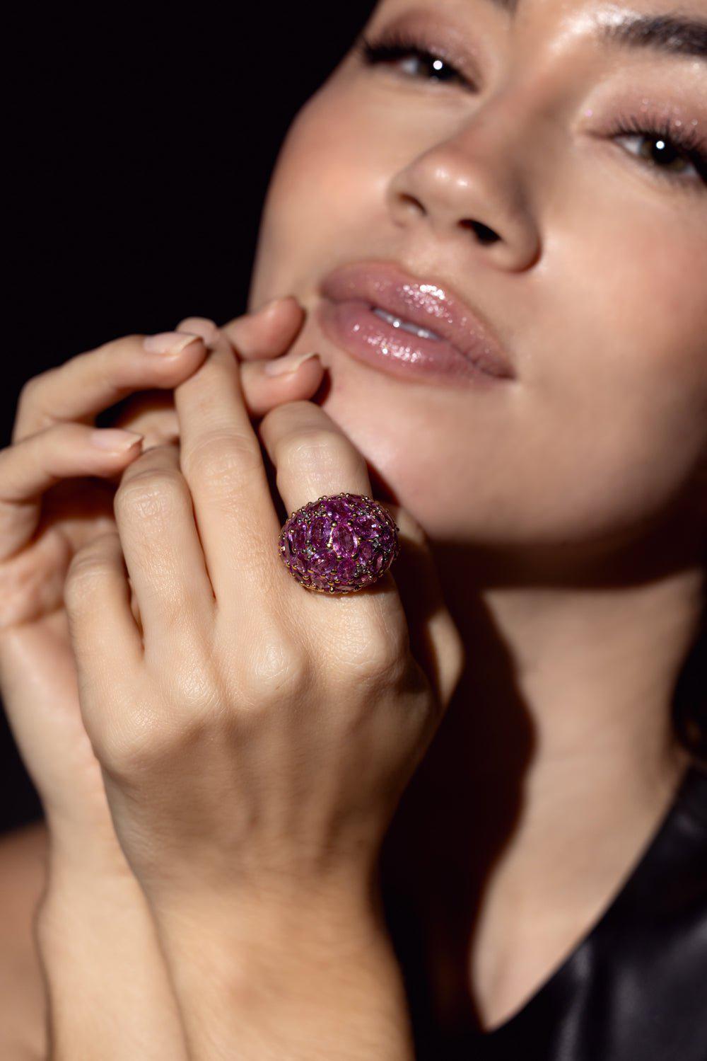 PIRANESI-Pink Sapphire Dome Ring-ROSE GOLD