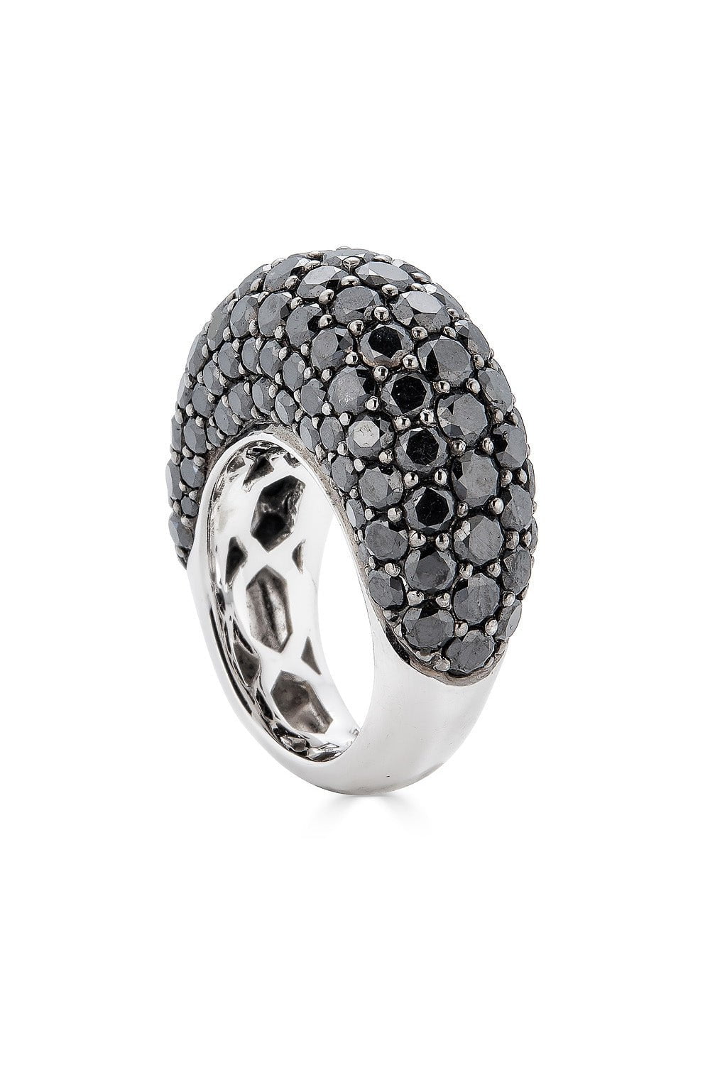 PIRANESI-Black Diamond Dome Ring-WHITE GOLD