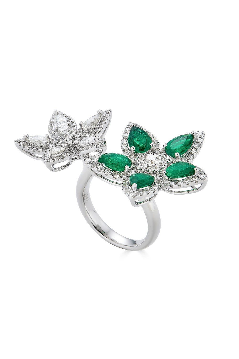 PIRANESI-Aspen Double Flower Ring-WHITE GOLD