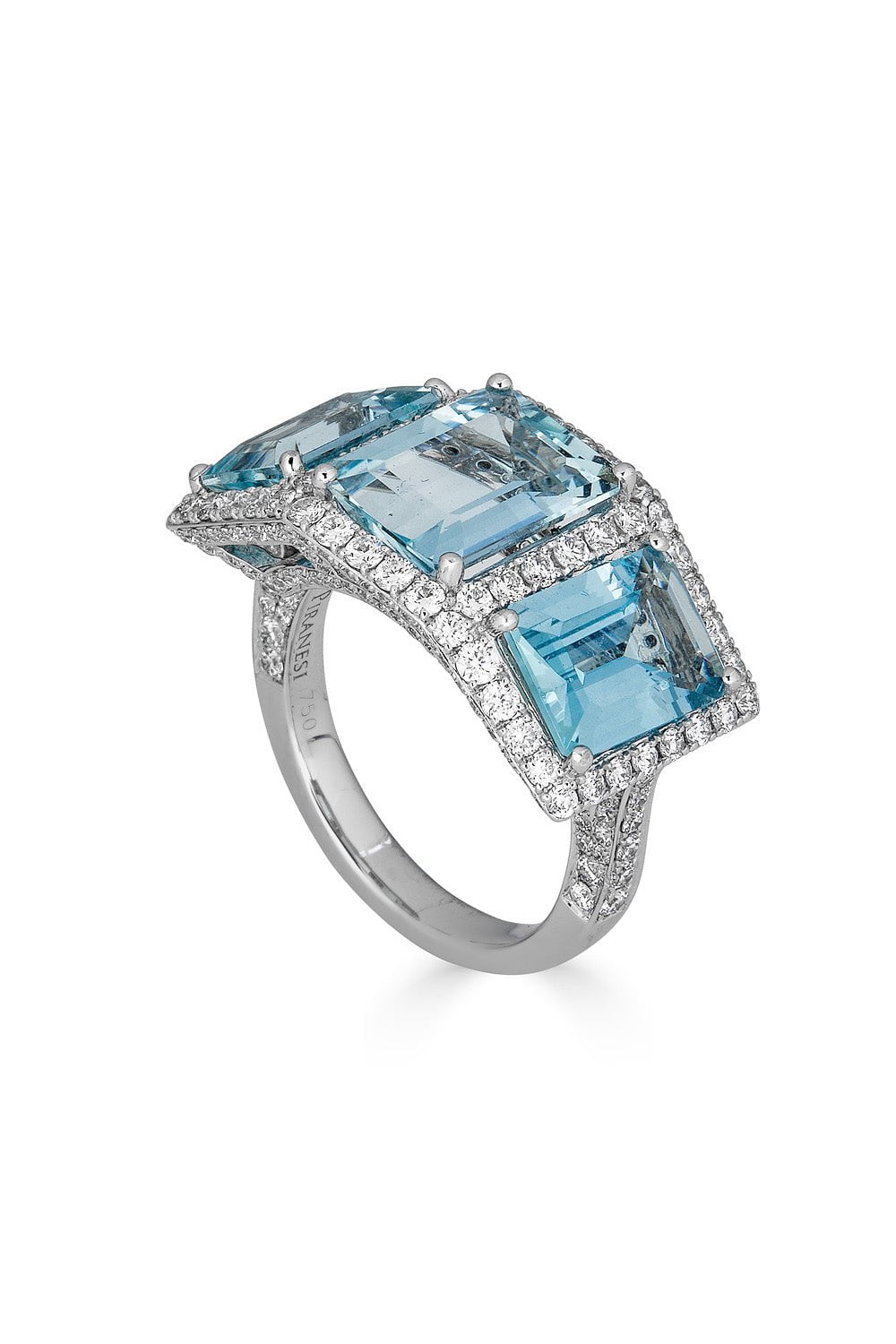 PIRANESI-Aquamarine Diamond Ring-WHITE GOLD