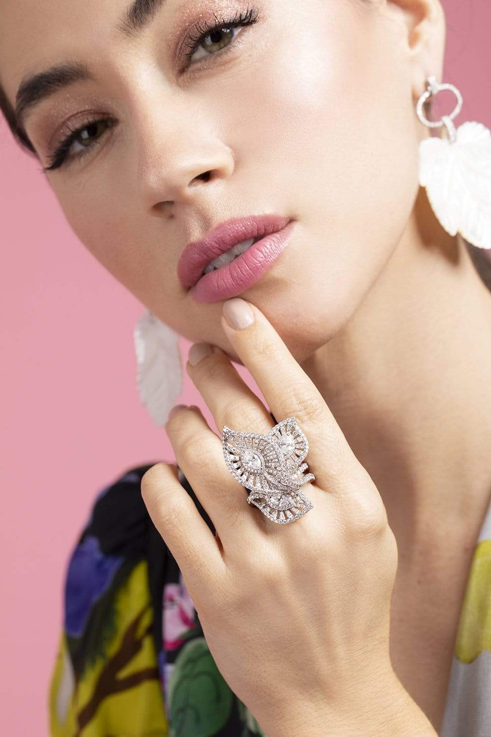 PIRANESI-Triple Leaf Diamond Ring-WHITE GOLD