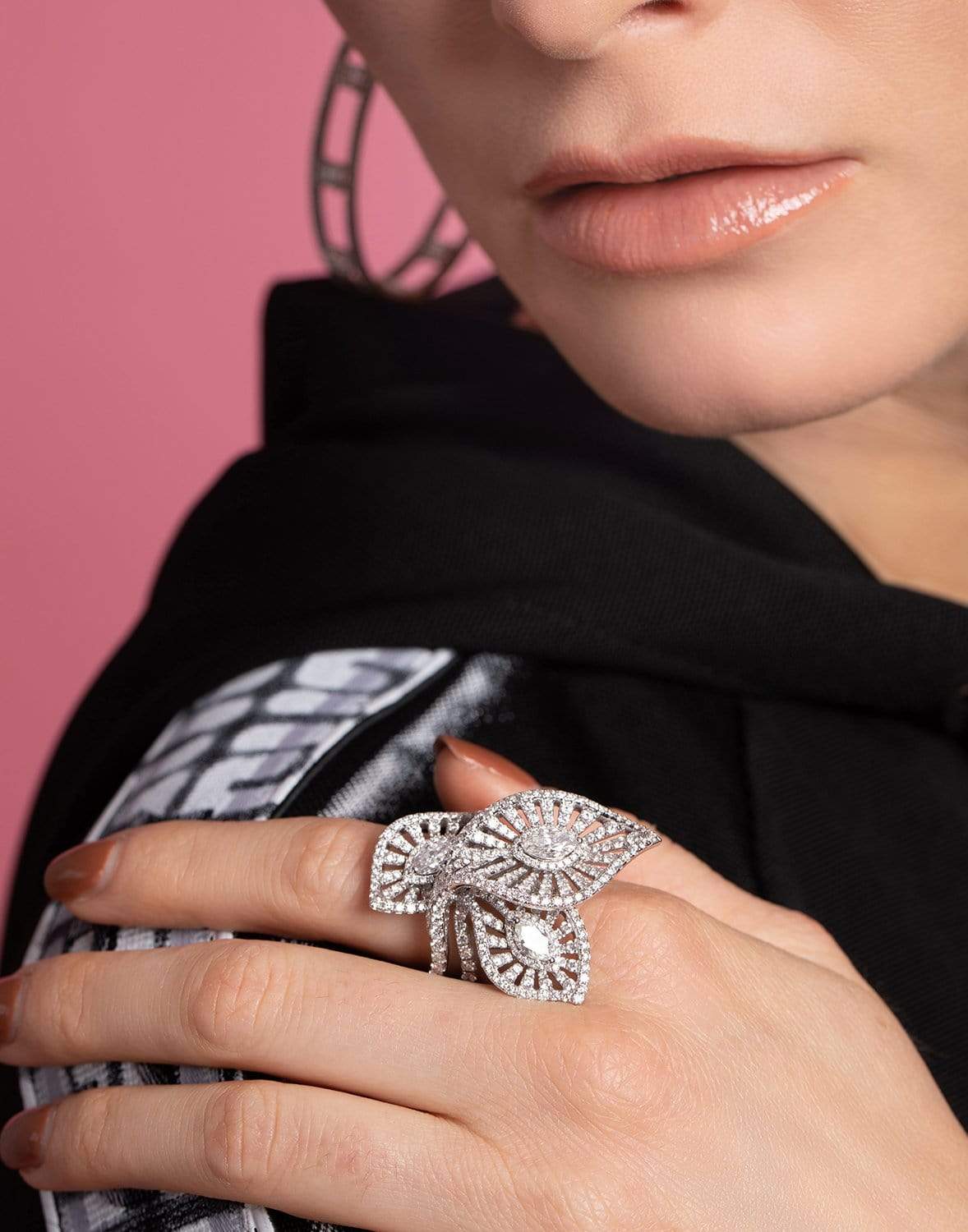 PIRANESI-Triple Leaf Diamond Ring-WHITE GOLD