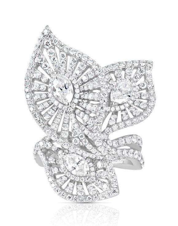 PIRANESI-Triple Leaf Diamond Ring-WHITE GOLD