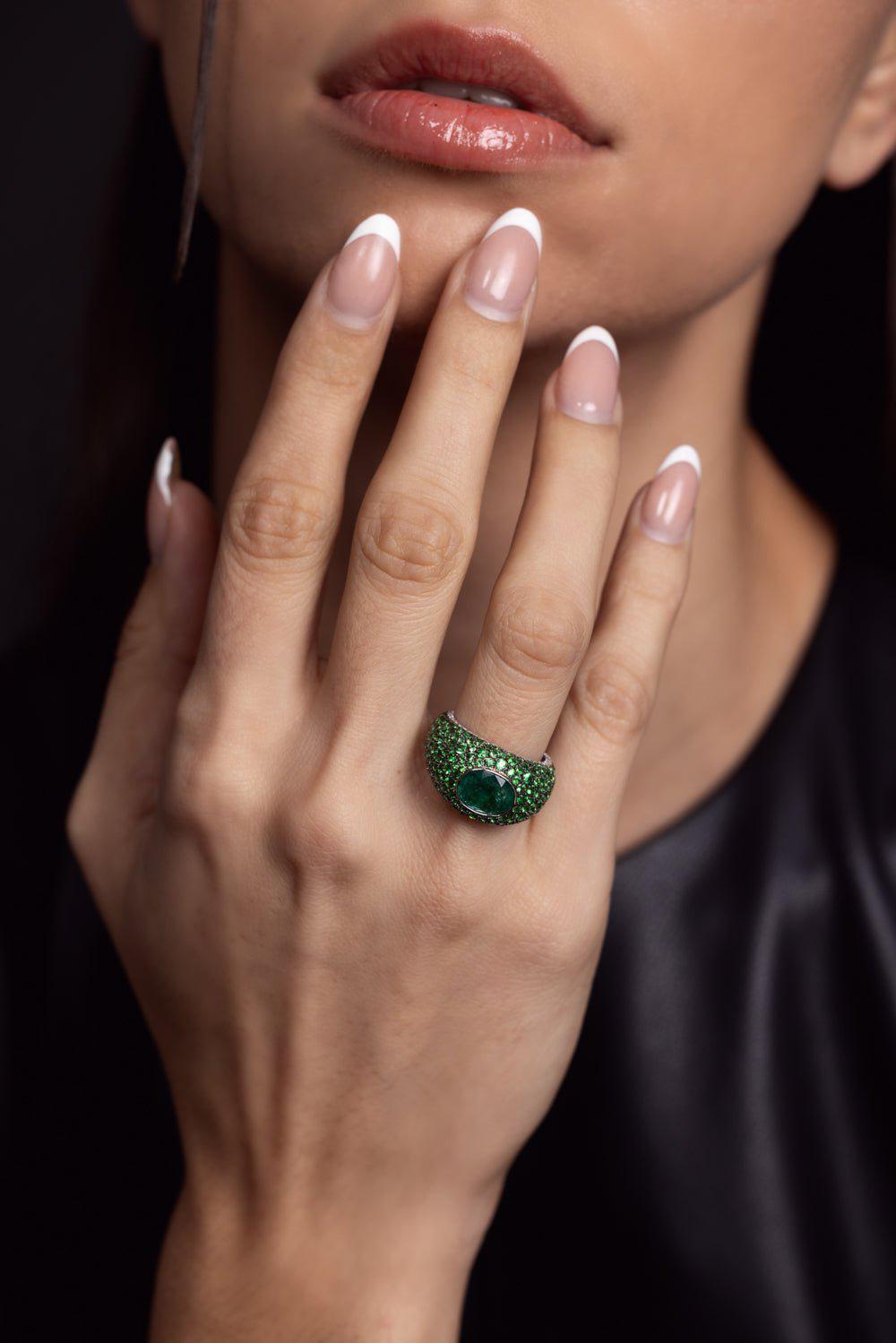 PIRANESI-Emerald Tsavorite Ring-WHITE GOLD