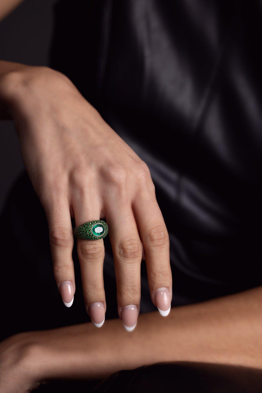 PIRANESI-Emerald Tsavorite Ring-WHITE GOLD