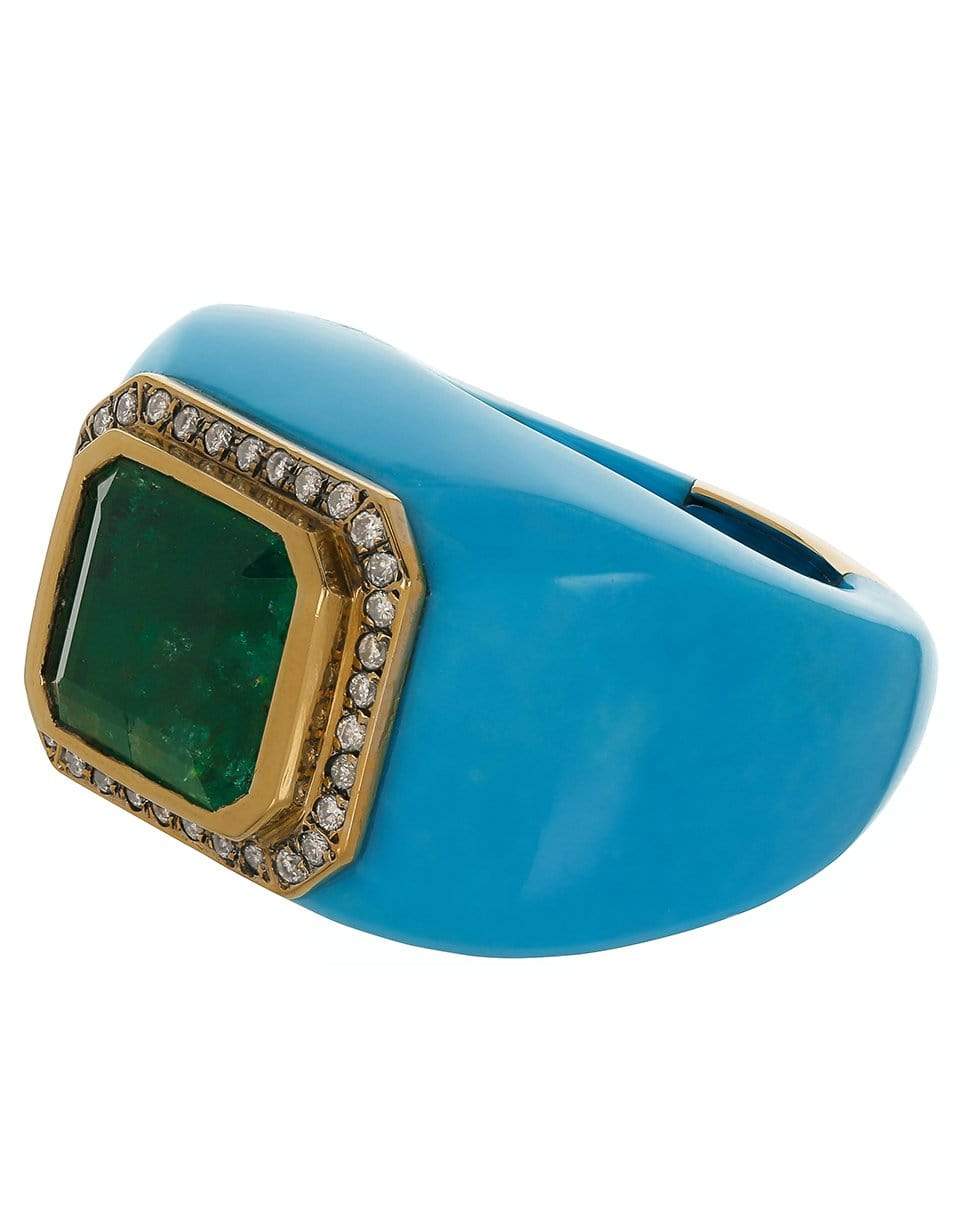 PIRANESI-Emerald Center Turquoise Ring-WHITE GOLD