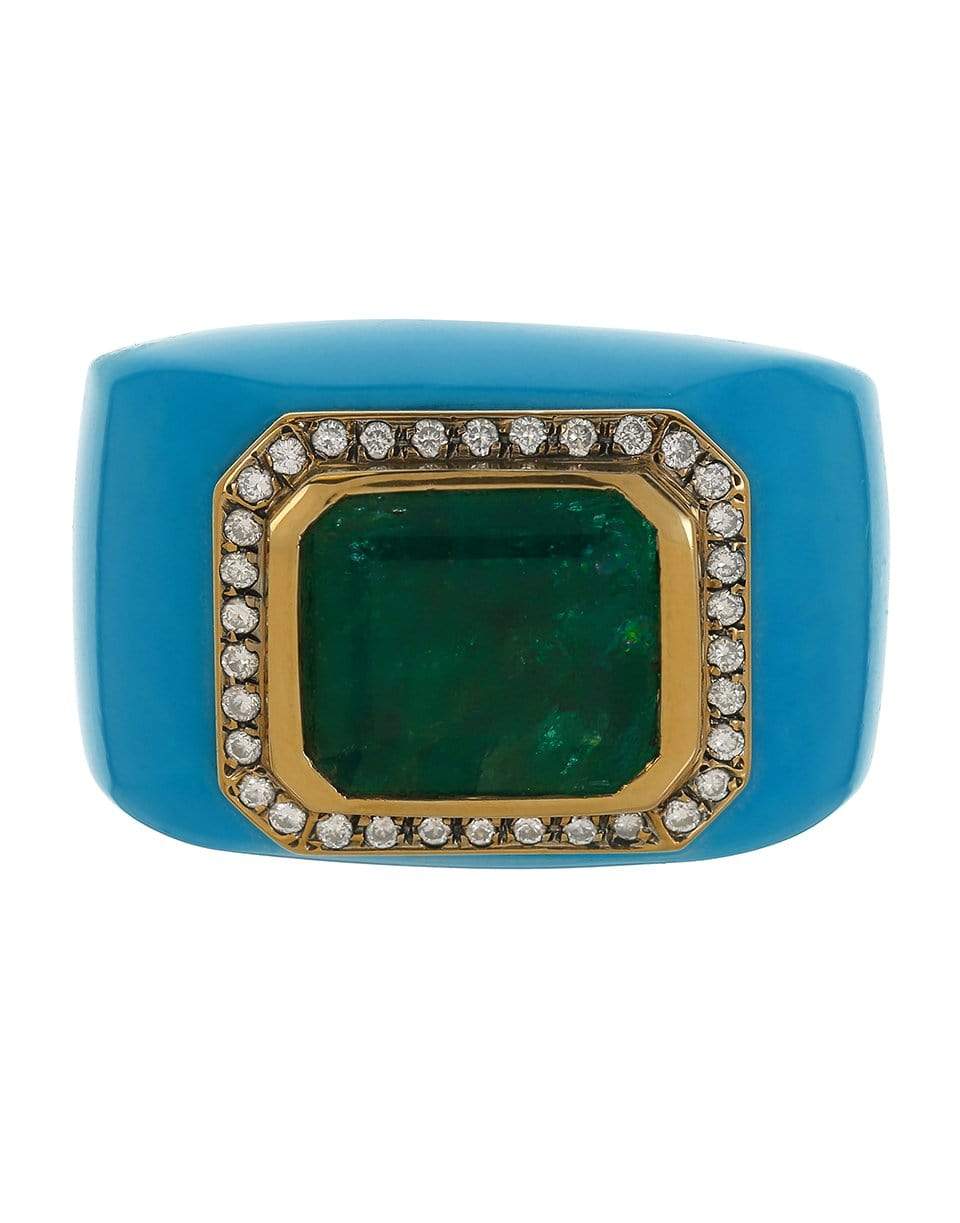 PIRANESI-Emerald Center Turquoise Ring-WHITE GOLD