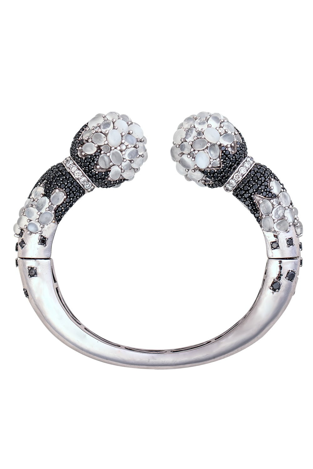 PIRANESI-Moonstone Black Diamond Cuff Bracelet-WHITE GOLD