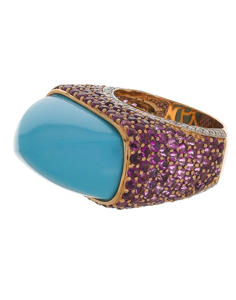 PIRANESI-Sugarloaf Turquoise and Amethyst Ring-WHITE GOLD