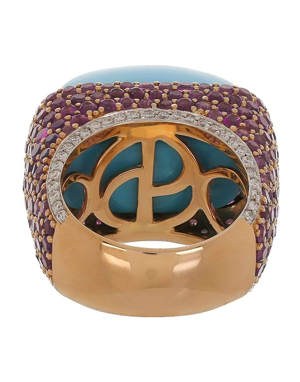 PIRANESI-Sugarloaf Turquoise and Amethyst Ring-WHITE GOLD