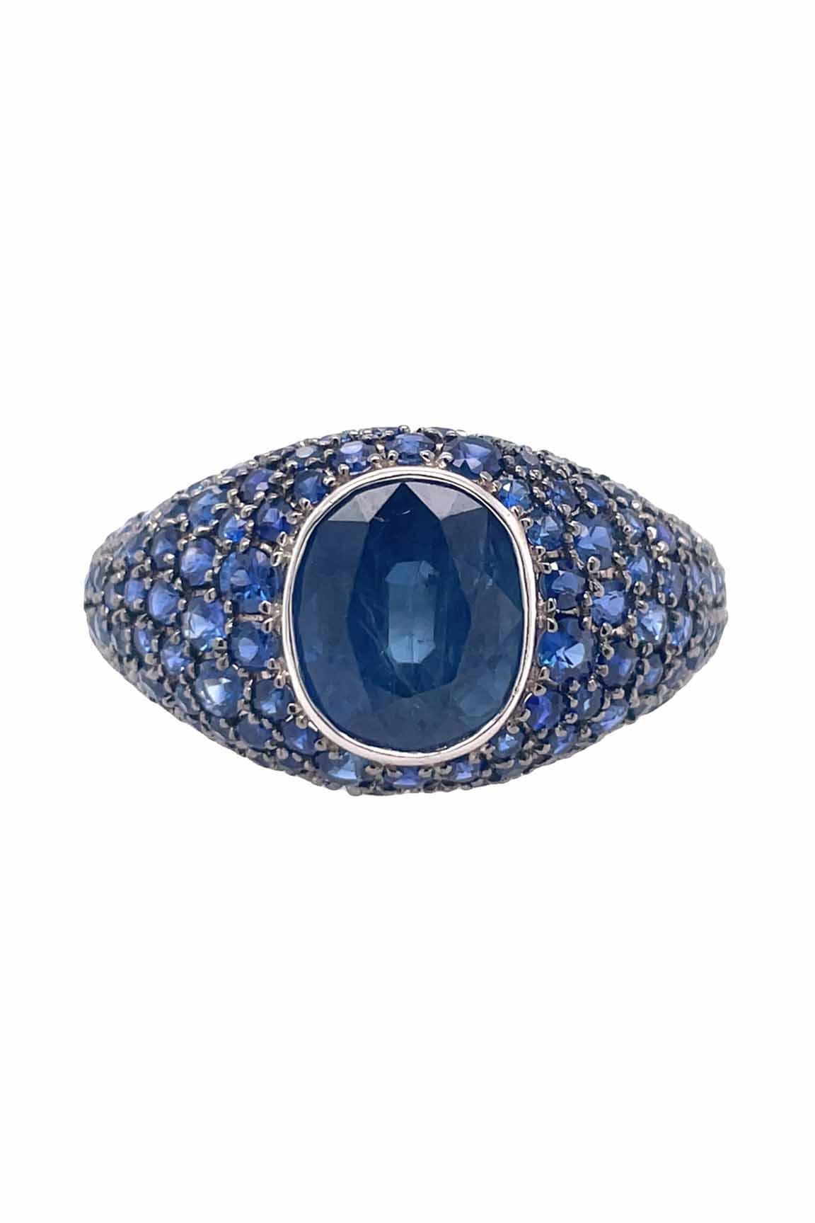 PIRANESI-Blue Sapphire Dome Ring-WHITE GOLD