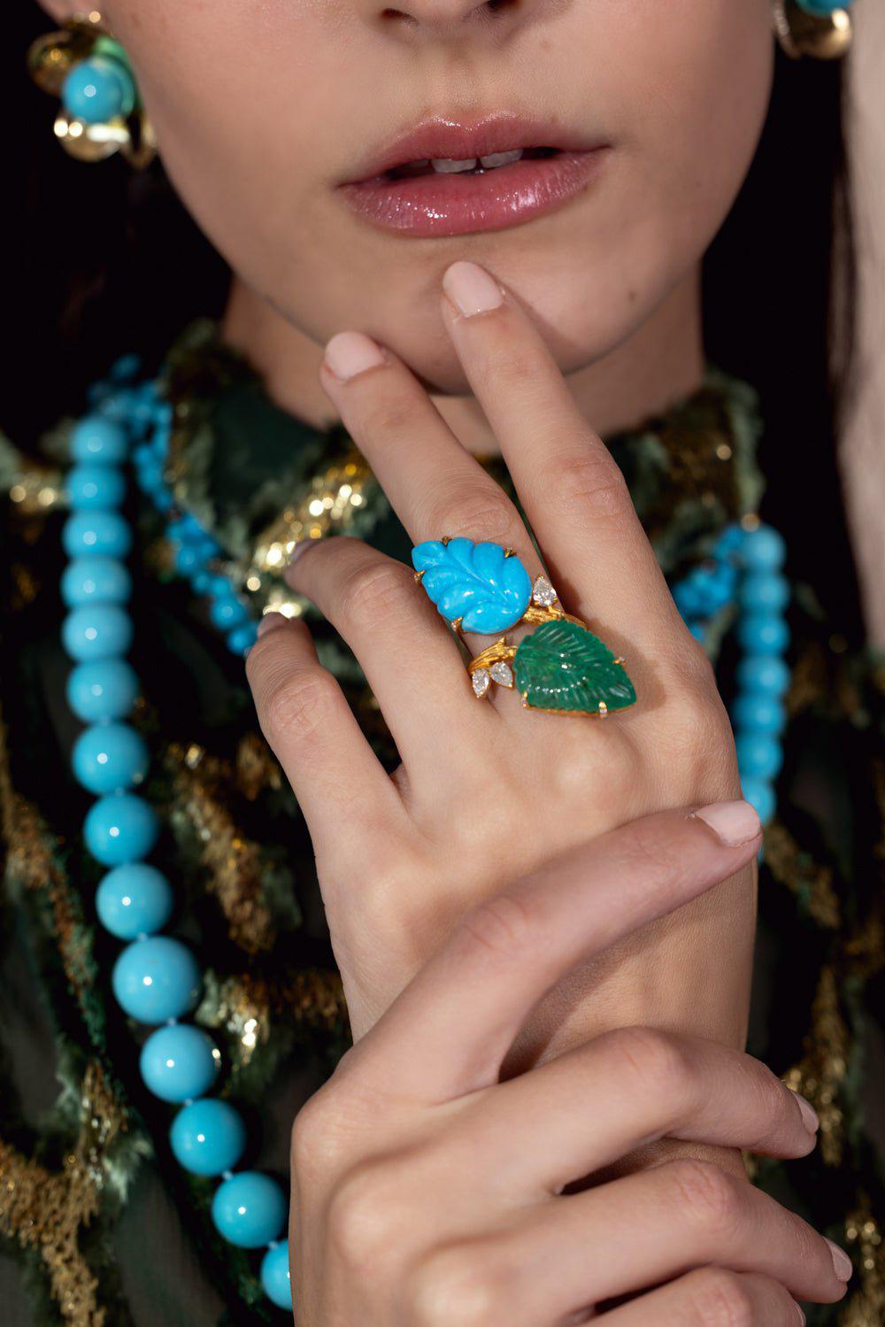 PIRANESI-Botanica Carved Bypass Ring-YELLOW GOLD