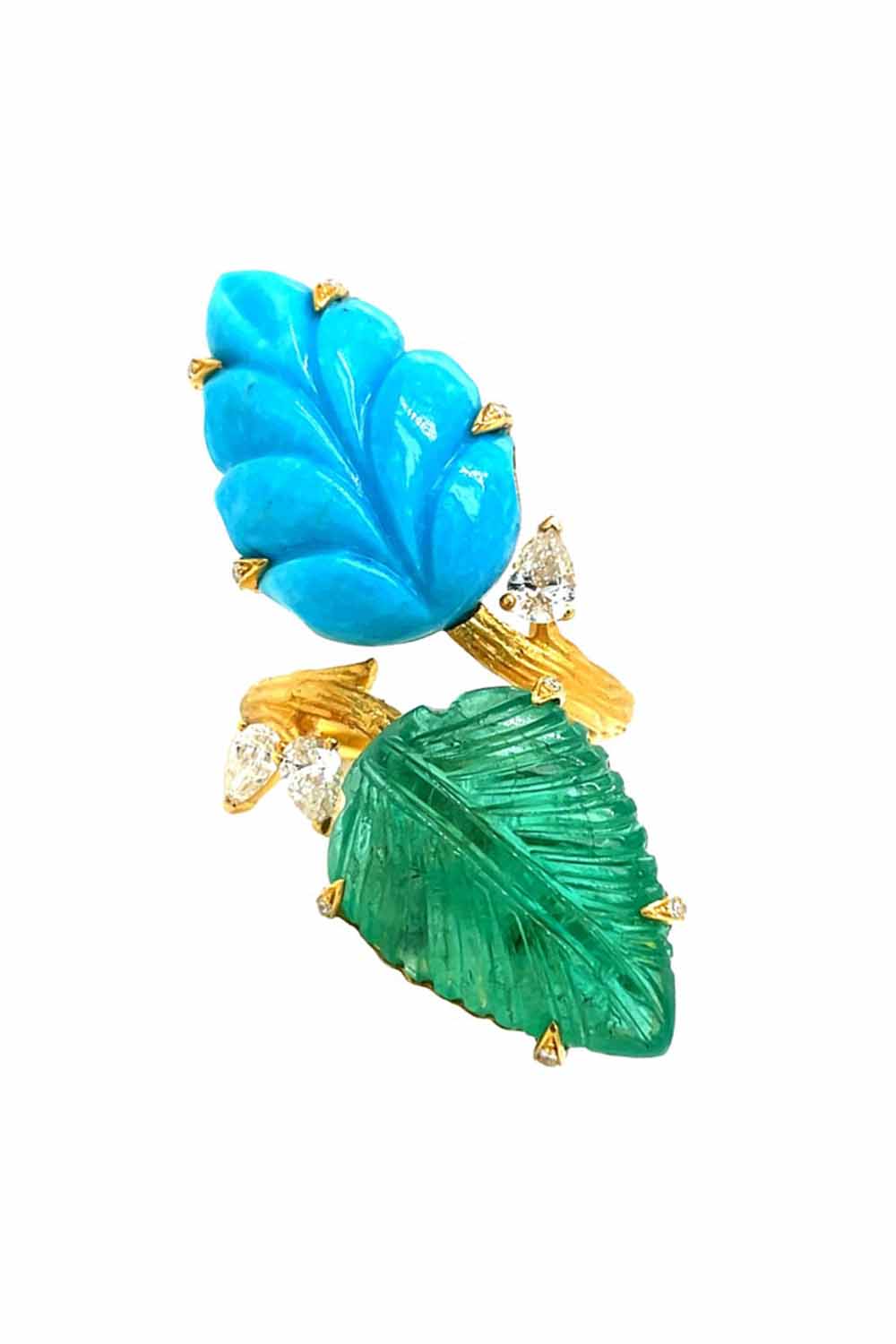 PIRANESI-Botanica Carved Bypass Ring-YELLOW GOLD