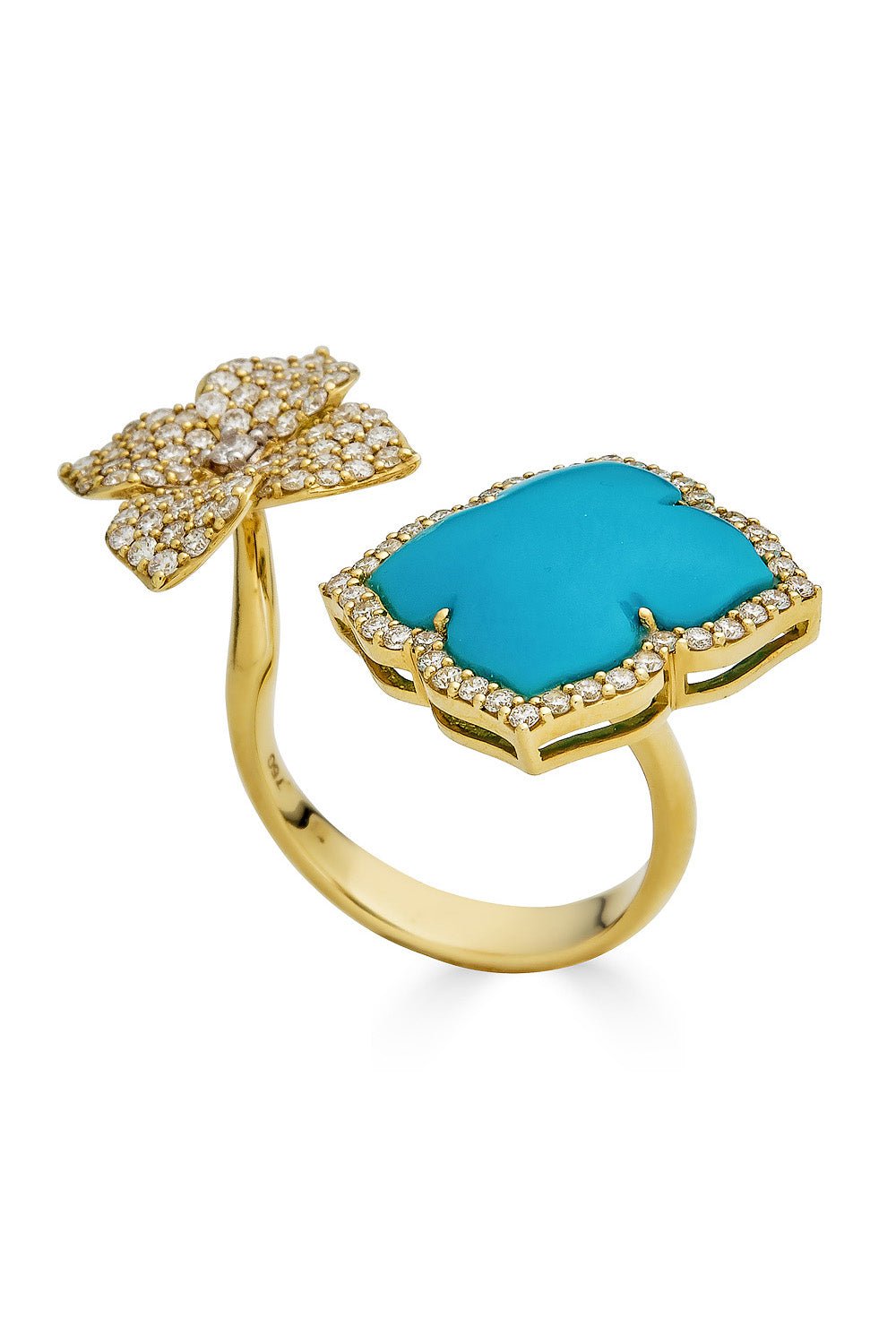 PIRANESI-Capri Turquoise Double Flower Ring-YELLOW GOLD
