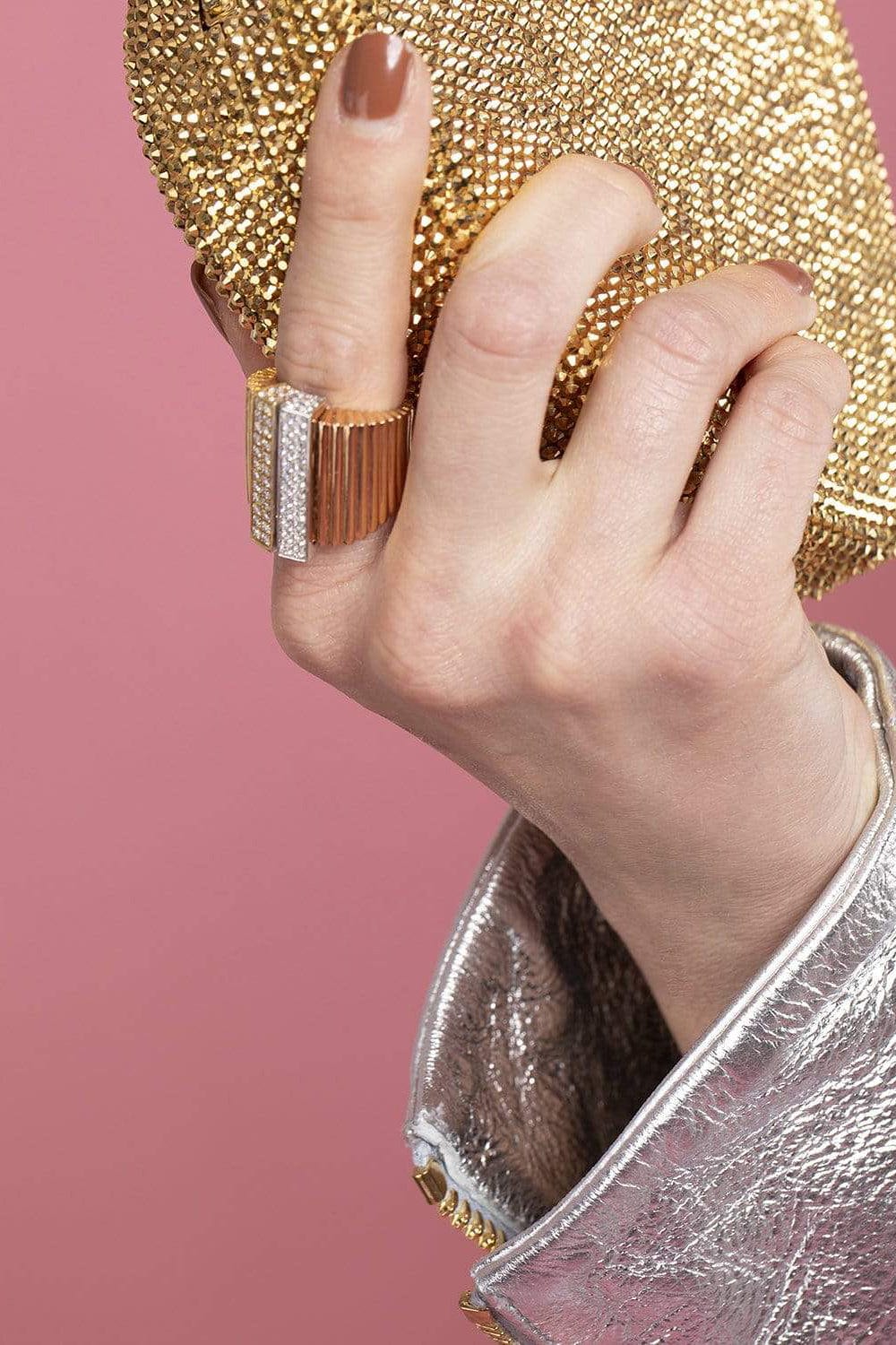 PIRANESI-Diamond Accordion Ring-YELLOW GOLD