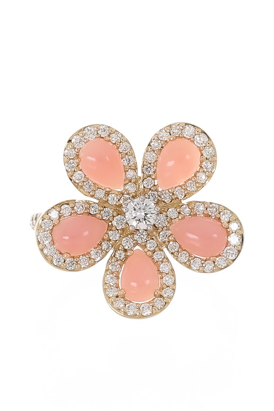 PIRANESI-Pink Opal Flower Ring-YELLOW GOLD