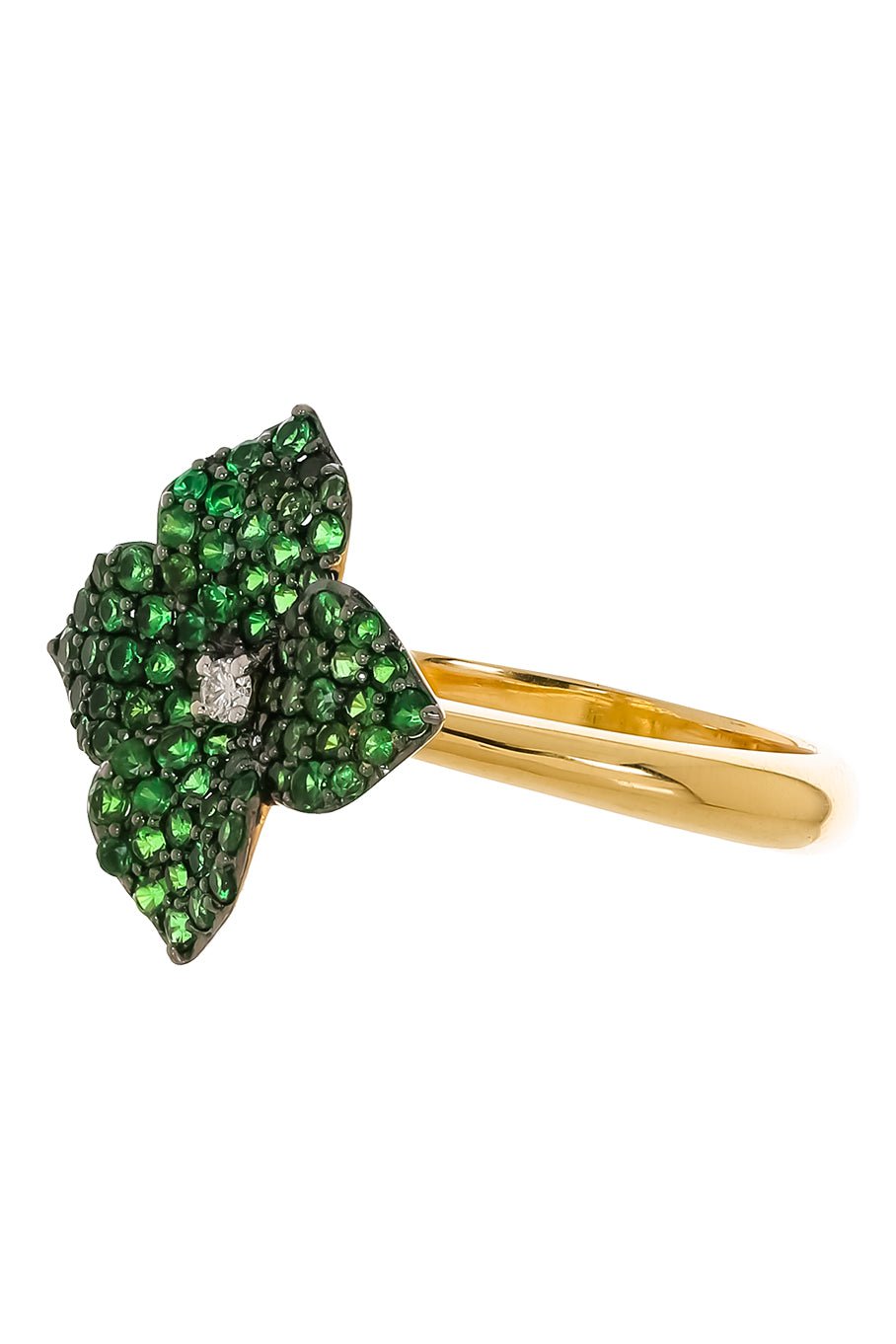 PIRANESI-Small Tanzinite Flower Ring-YELLOW GOLD