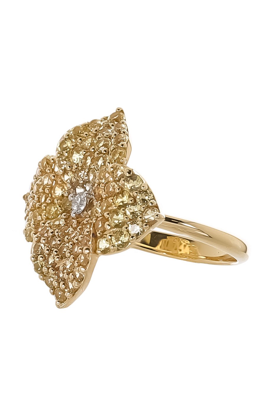 PIRANESI-Yellow Sapphire Flower Ring-YELLOW GOLD