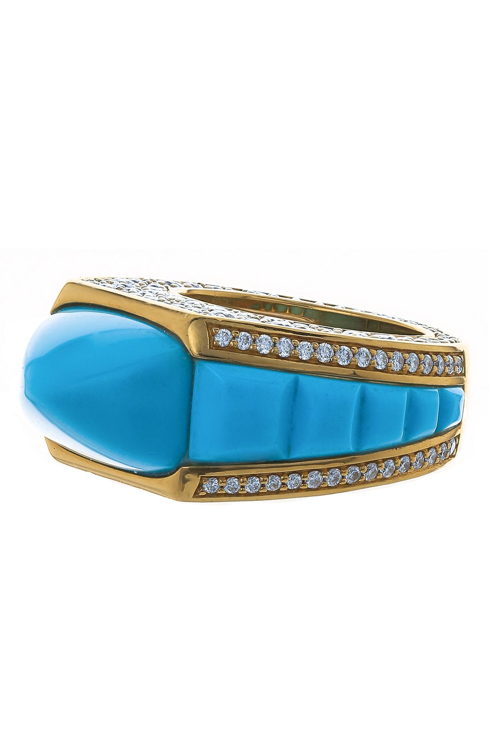 PIRANESI-Sugarloaf Turquoise Ring-YELLOW GOLD