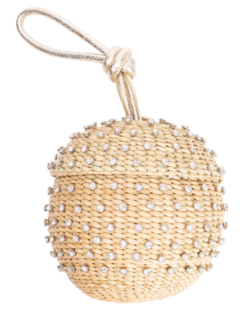 POOLSIDE-Crystal Embellished Disco Ball Wristlet-NATURAL