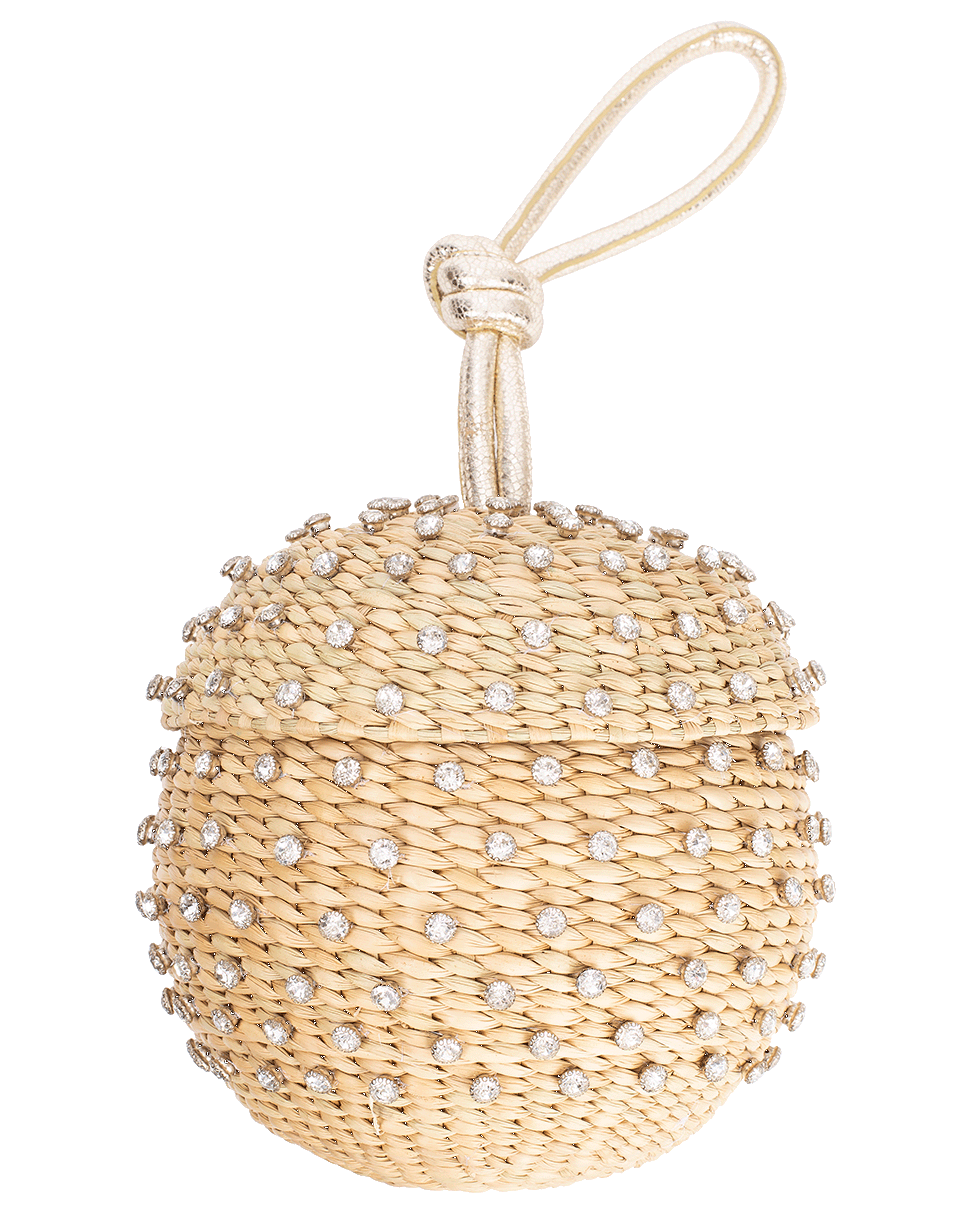 POOLSIDE-Crystal Embellished Disco Ball Wristlet-NATURAL