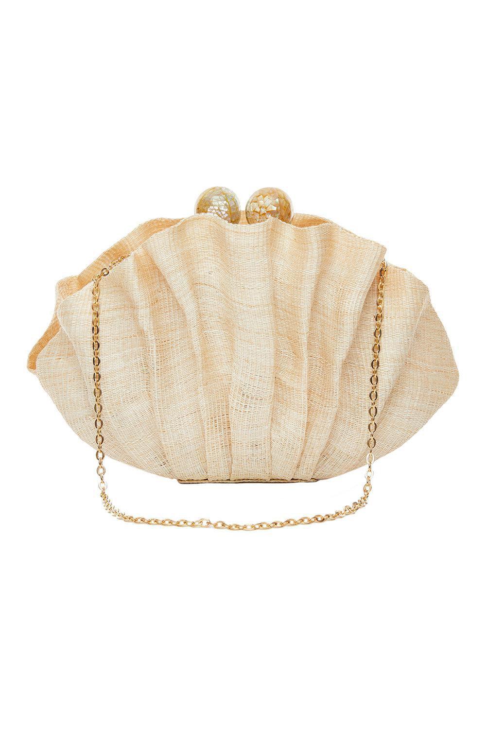 Origami Scallop Clutch - Brown-BROWN-O/S-HANDBAGCLUTCHES-POOLSIDE
