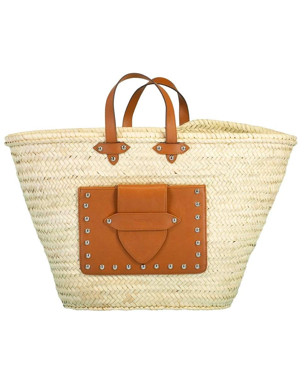 POOLSIDE-Large Studded Beach Tote-NATURAL