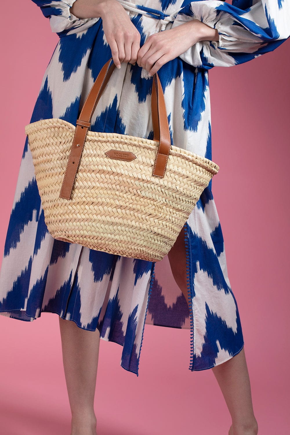 POOLSIDE-Classic Beach Side Tote - Palm Beach-TAN