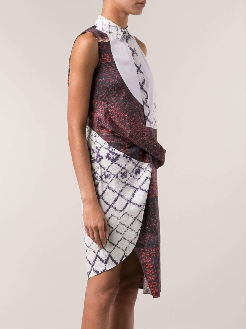 PRABAL GURUNG-Sleeveless Draped Shirt Dress-