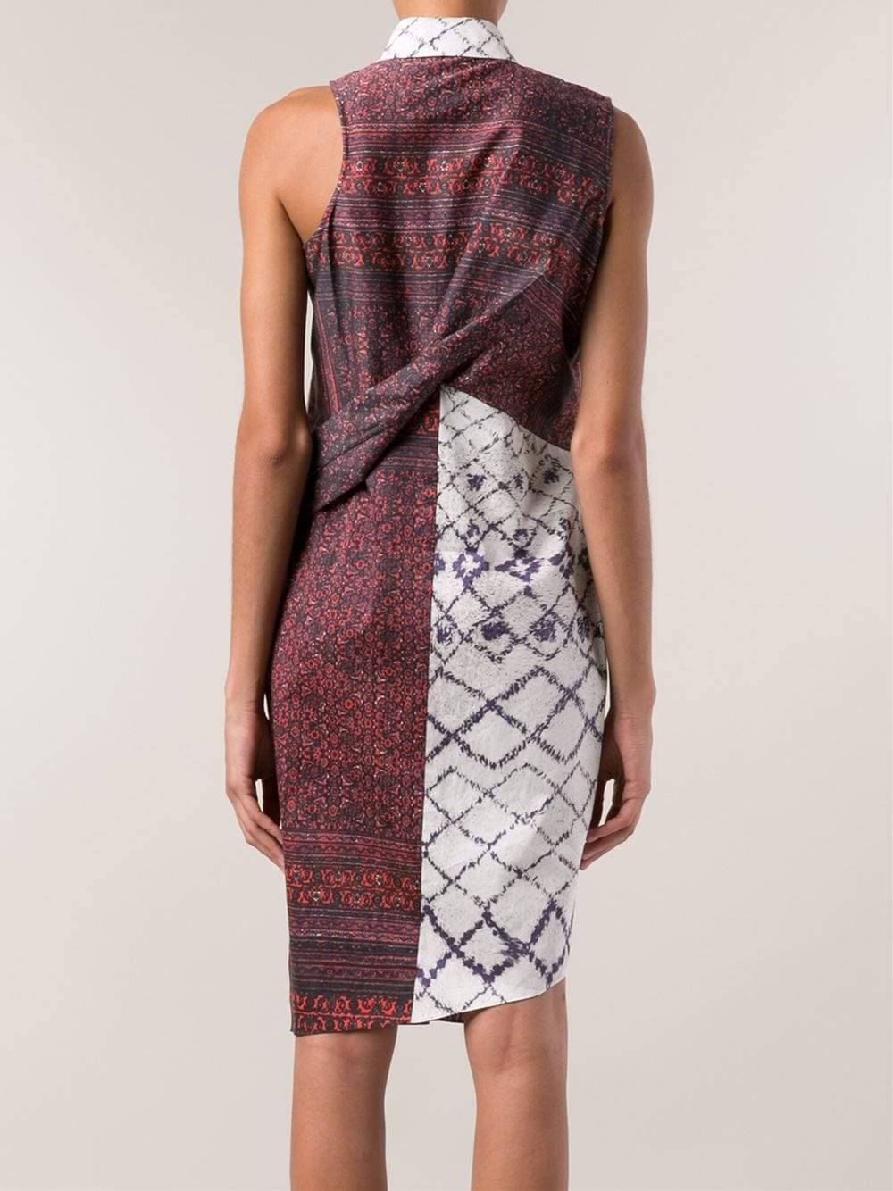 PRABAL GURUNG-Sleeveless Draped Shirt Dress-