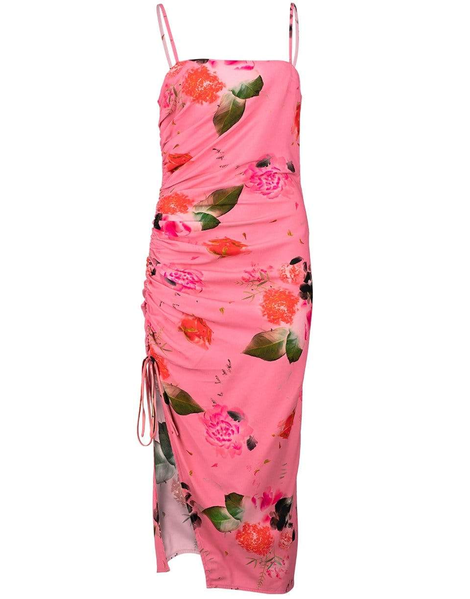 PRABAL GURUNG-Side Gathered Spaghetti Strap Dress-