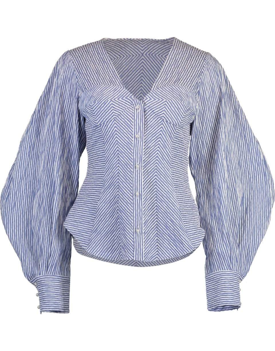 PRABAL GURUNG-V Neck Corset Detail Blouse-