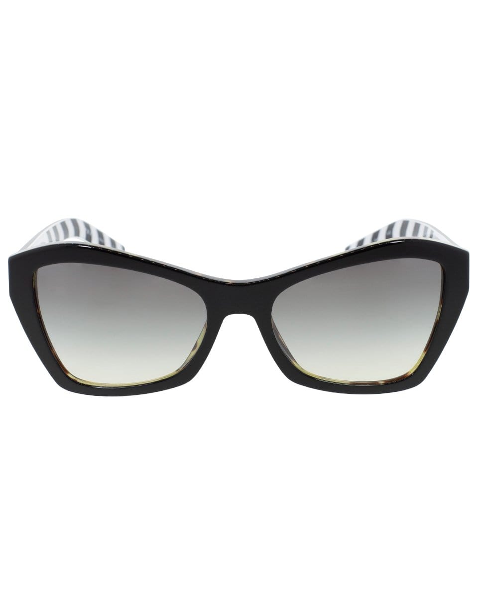 PRADA-Black and White Striped Full Frame Sunglasses-BLACK