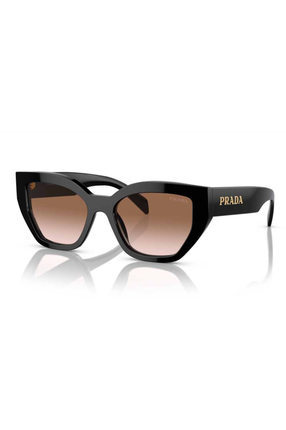 Cat Eye Oval Gradient Sunglasses-BLACK/BROWN-ACCESSORIESUNGLASSES-PRADA