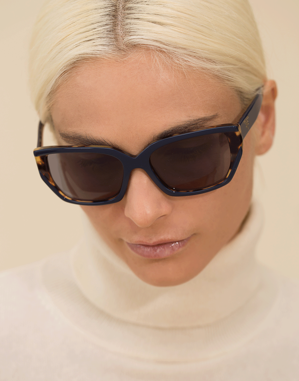 PRADA-Contrast Rectangle Sunglasses-BLUE