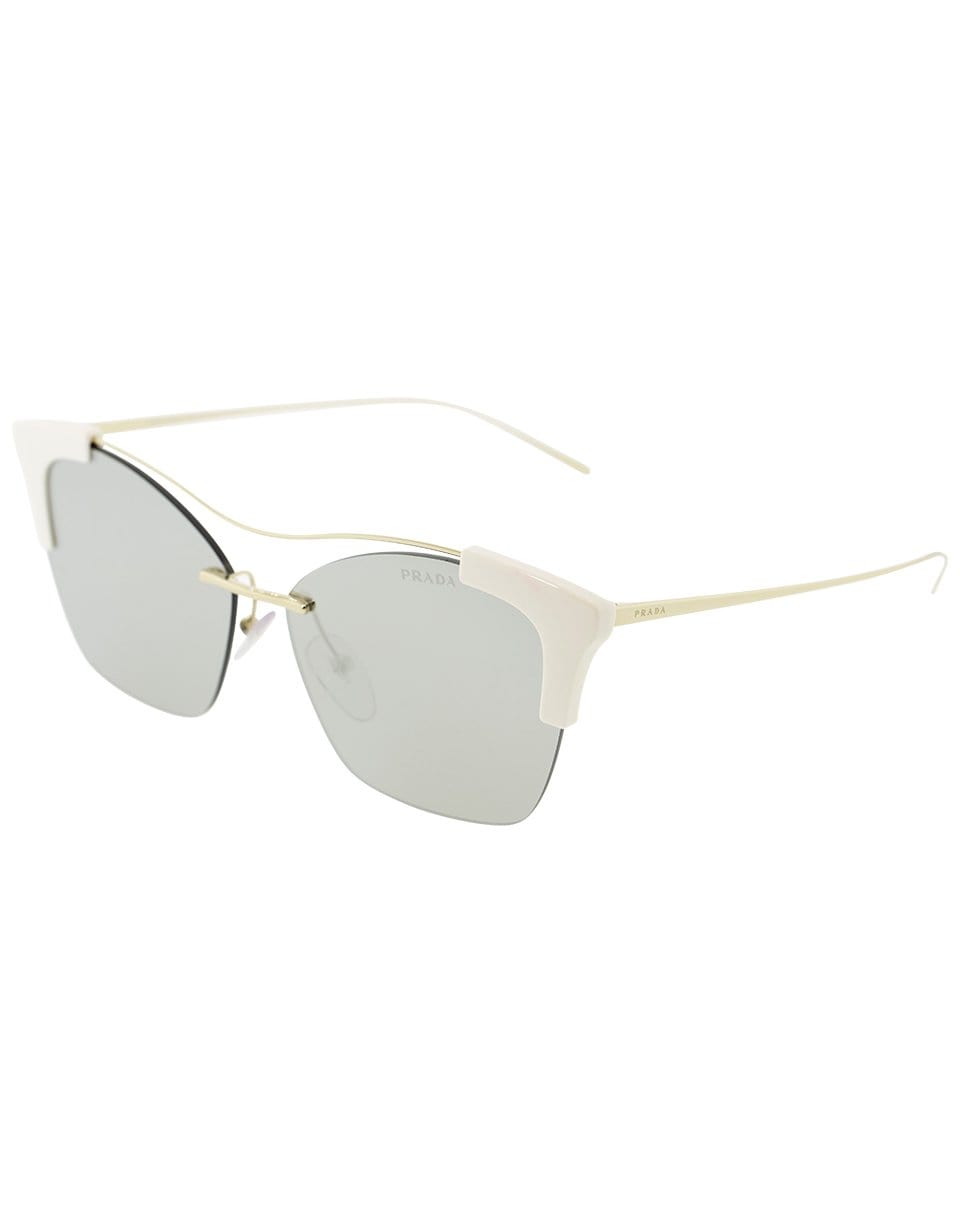 PRADA-Ivory Semi Rimless Sunglasses-GOLD