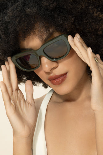 Square Cat Eye Sunglasses - Laurel Green Olive