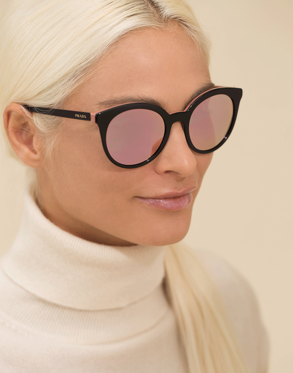 PRADA-Black and Pink Acetate Cat Eye Sunglasses-HAVANA