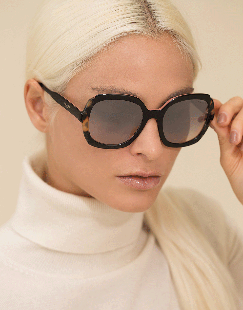 PRADA-Medium Pink and Havana Sunglasses-PNK/BLK