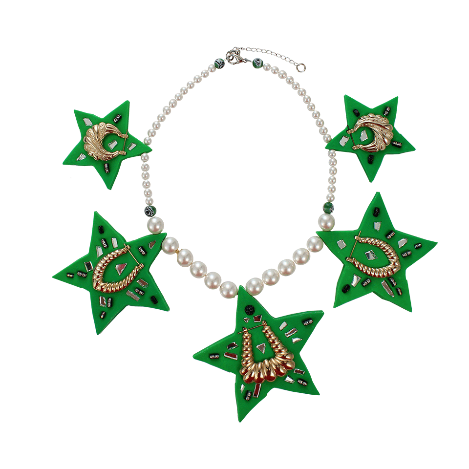 PROVA NEW YORK-Star Door Knocker Necklace-GREEN