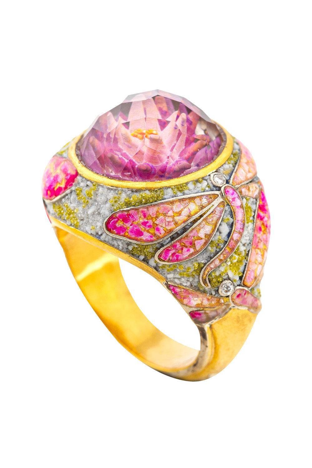 Flower Dragonfly Ring-YELLOW GOLD-8-JEWELRYFINE JEWELRING-SEVAN BICAKCI