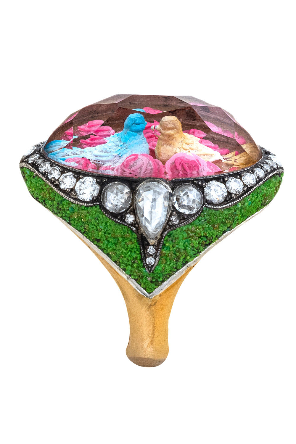 Diamond Lovebirds Mosaic Ring