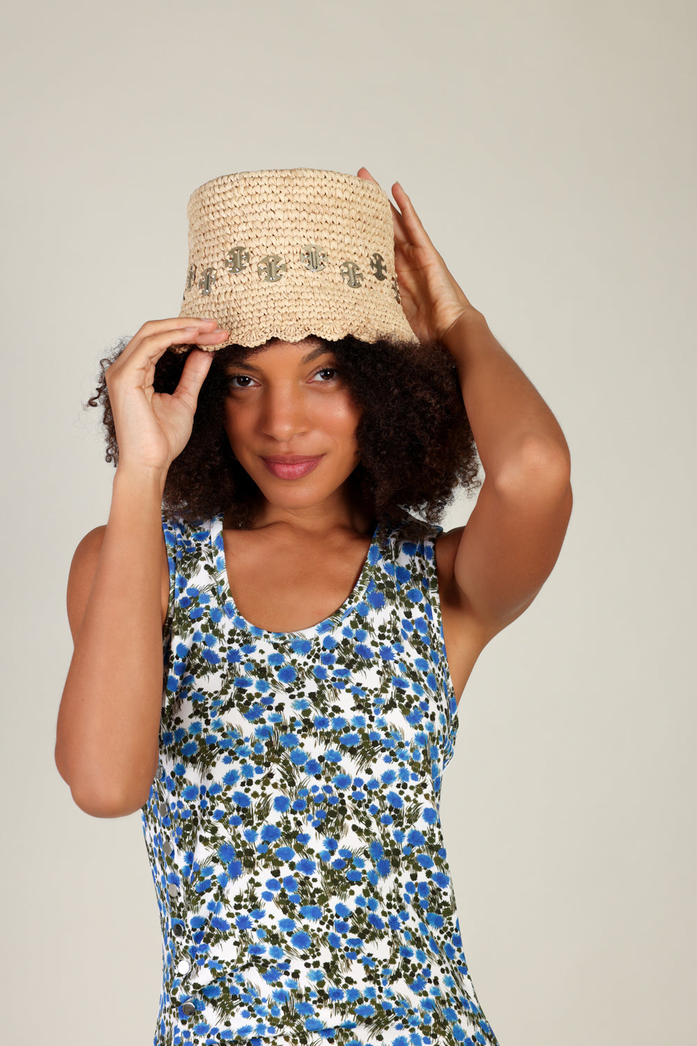 RAFFIA BUCKET HAT-SHNY BGE-56-ACCESSORIEHEADWEAR-Vendor