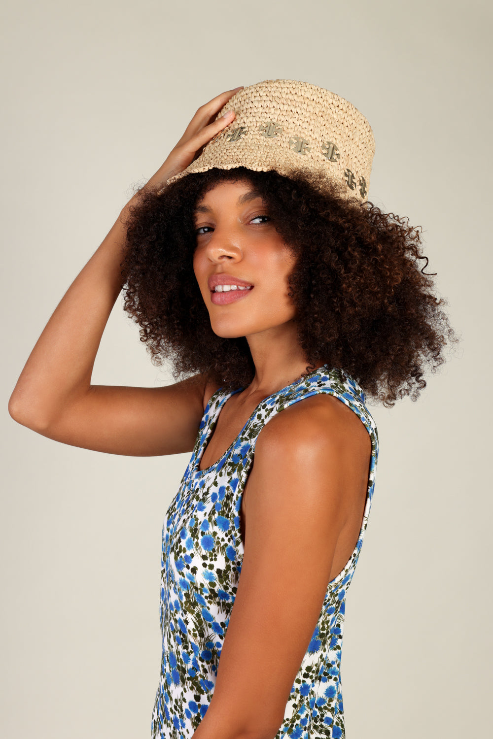 RAFFIA BUCKET HAT-SHNY BGE-56-ACCESSORIEHEADWEAR-Vendor