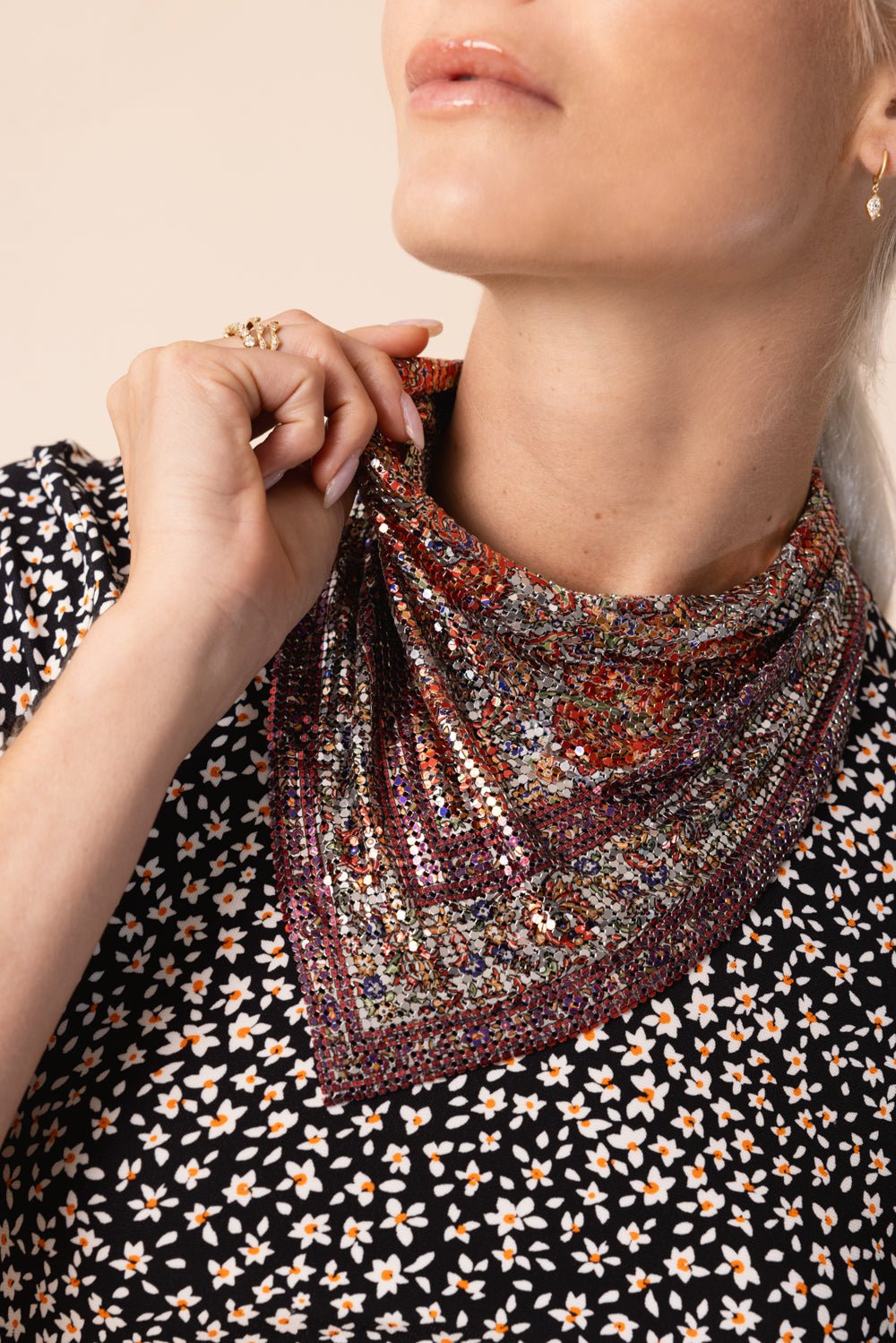 RABANNE-Mesh Scarf-CCHMRCRM