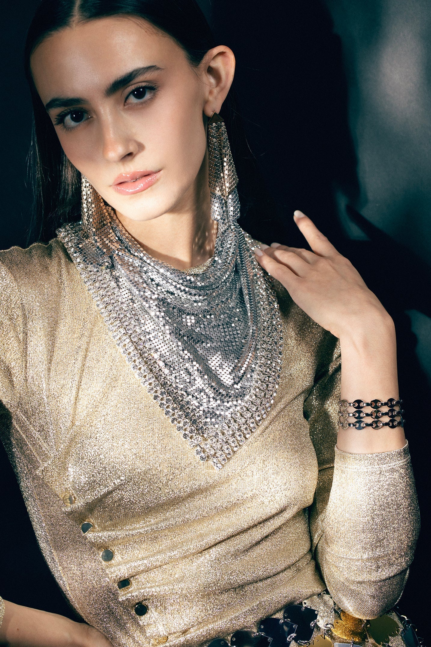 RABANNE-Silver Pixel Scarf-SILVER