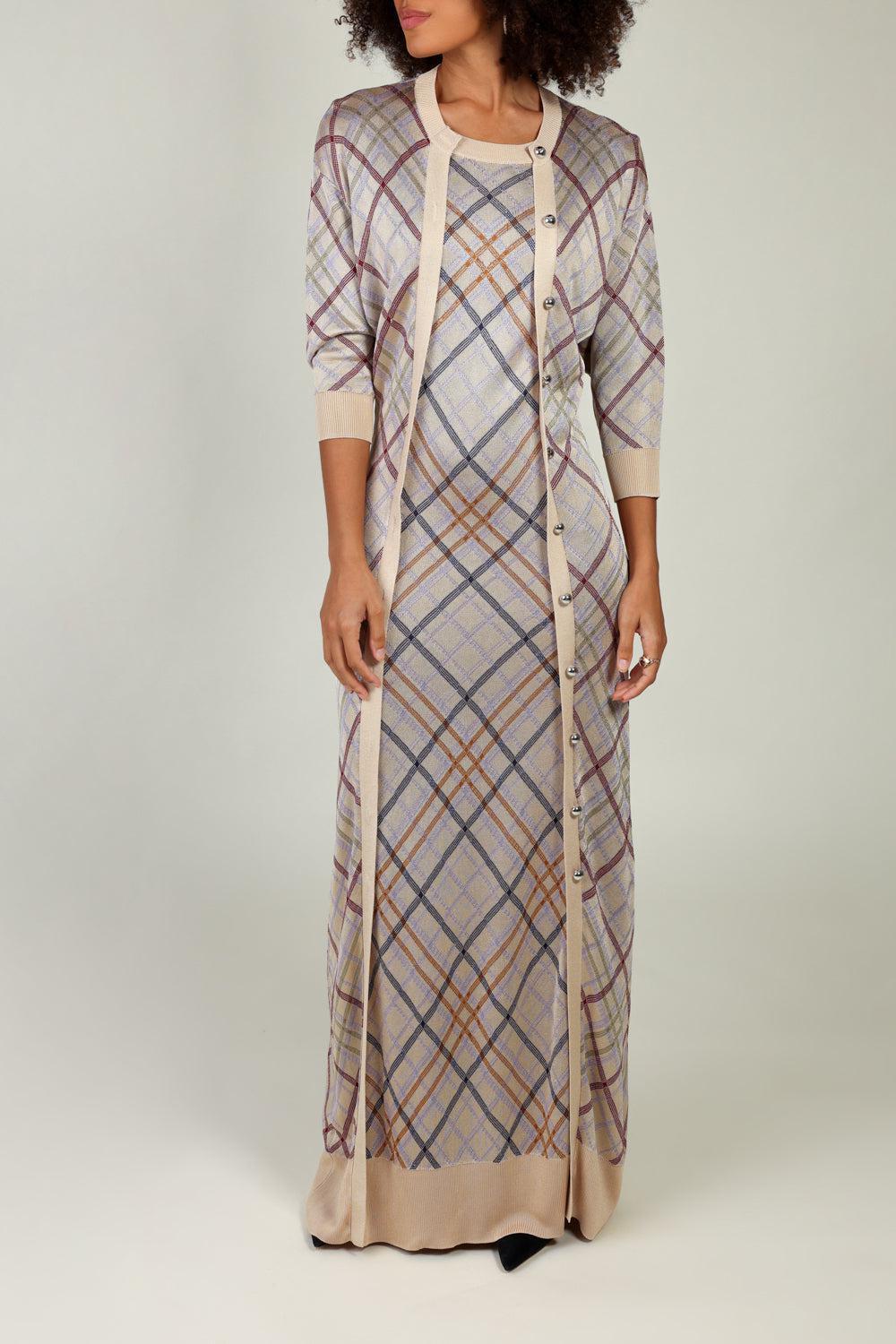 CHECKERED DRESS WITH LONG CARDIGAN-BGECHECK-XS-CLOTHINGDRESSCASUAL-Vendor