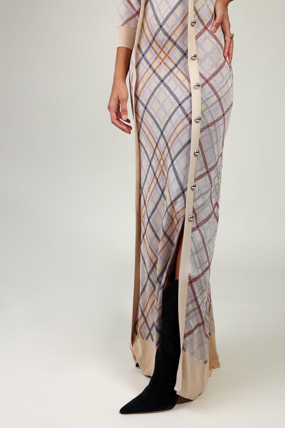 CHECKERED DRESS WITH LONG CARDIGAN-BGECHECK-XS-CLOTHINGDRESSCASUAL-Vendor